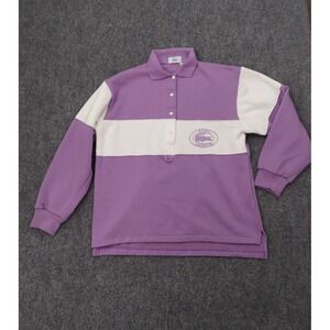 Vtg Izod Lacoste Rugby Shirt Mens Large Purple Stripe Logo Croc Button
